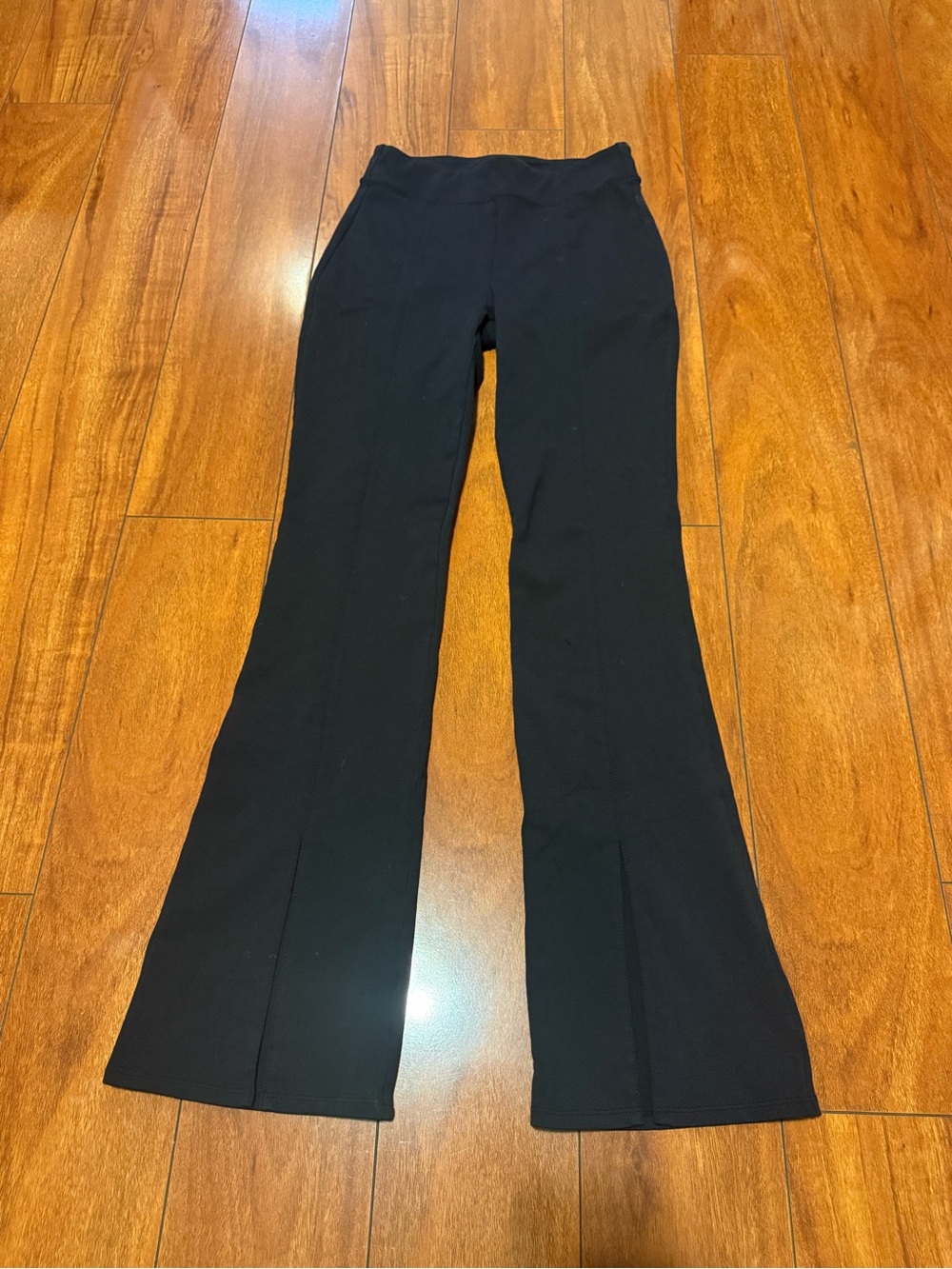 ALO Yoga Black Flare Leggings with Split Hem